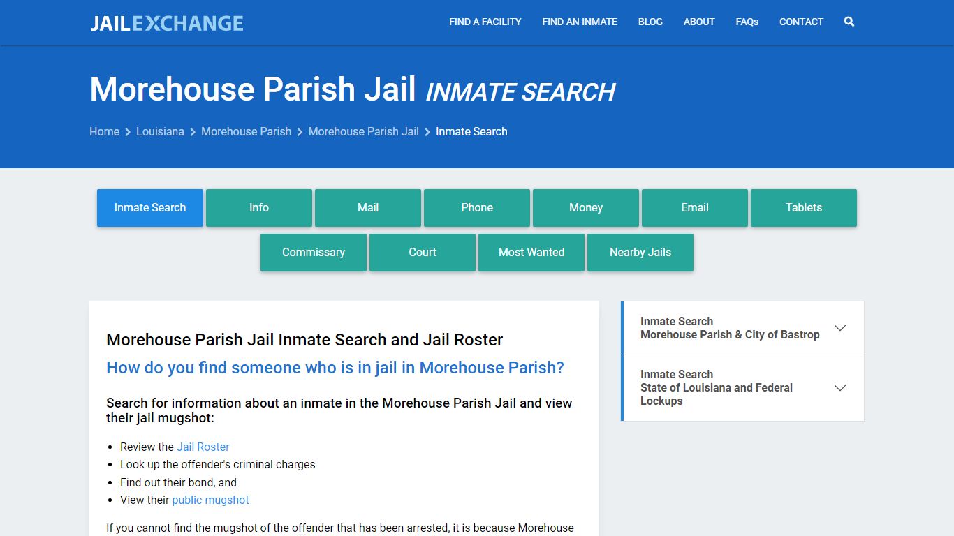 Inmate Search: Roster & Mugshots - Morehouse Parish Jail, LA